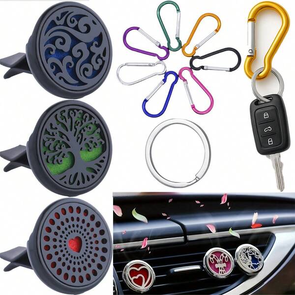 Autoduftdiffuser, 1 Stück Lüftungsclip (Duftstoffe nicht enthalten), Innenausstattung für Klimaanlagenauslässe des Fahrzeugs, beinhaltet 10 Unterlegscheiben und einen Schlüsselring-Set.