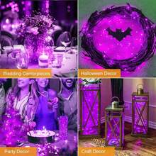 48/36/24/12PCS Fairy Lights Twinkle String Lights Battery Operated Waterproof Firefly Starry Mason Jar Lights For Small-Space Party Halloween Christmas Valentines Day Ambiance - Purple - View 7