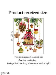 1 pieza Pegatina de plantas verdes navideñas para ventana, pegatina de vidrio con hojas de pino y bayas rojas, poinsettia, ramas de árbol de Navidad, pegatinas para ventanas, para decoración de fiestas navideñas, hogar, centro comercial, decoración de pared, decoración de habitación, decoración navideña, decoraciones navideñas para el hogar - Multicolor - Ver 8