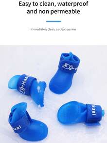 4pcs/Set S/M/L/XL/XXL Cat & Dog Outdoor Ankle Boots, Pet Waterproof Rain Shoes, Non-Slip Rubber Boots, Pet Accessories, Pet Waterproof Shoes, Soft Bottom Won't Fall Off Dog Paw Covers, Pet Warm Shoes For Autumn/Winter - Multicolor - View 7