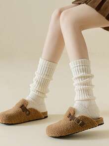 1 Pair Vertical Striped Knit Leg Warmers, Personalized Subculture Y2K Style