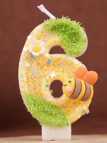 1 Set 0-9 Combination Numeric Candles, Honeybee Candles, Suitable For Birthday Party, Anniversary, Wedding, Baking Cake Decoration - Little Bees Collecting Honey - View 3