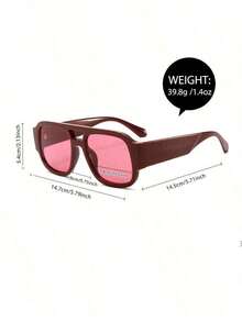 Burgundy Oversized Square With Pink Tinted Lenses - Statement Shades Fashion-Forward Women - 彩色 - 查看 3