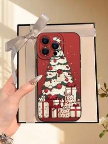 1 pieza Funda de teléfono con tema navideño, con borde elevado para la cámara y protección de bordes de cubierta de TPU, compatible con iPhone 16/15/14/13/12/11 Pro Max, Galaxy S25/S24/S23/S21 y series A54/A53/A52/A34/A15, regalo lindo para amigos, familia, parejas, cumpleaños