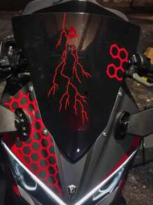 1 闪电裂纹防水汽车/摩托车贴纸 | 黑色/白色/红色/渐变色（4 种颜色）| 高品质挡风玻璃/车身贴花 | 超酷 | 非常适合汽车爱好者、外部装饰贴纸、个性化创意贴纸和汽车配件 - 均碼 - 查看 5