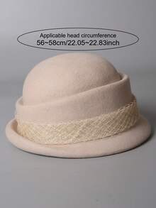 1 peça novo chapéu francês elegante versátil outono/inverno redondo de lã feltro, aba virada para cima decoração de laço chapéu de balde de aba pequena inverno quente