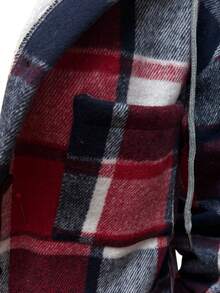 Women's Plaid Retro Casual Hooded Jacket - Red - View 3