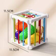 1 套婴儿形状分类玩具、蒙特梭利教育玩具、彩色感官立方体玩具，配有松紧带，可促进精细运动技能（部分配件颜色随机）