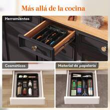 Lifewit Organizador de Cubiertos, Bandeja Cubiertos Cajon Cubertero para Cajón para Menaje, Cocina Organizador de Cubertería Compacto para Cucharas Tenedores, 5 Compartimentos, Negro - Gris - Ver 7