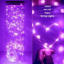 48/36/24/12PCS Fairy Lights Twinkle String Lights Battery Operated Waterproof Firefly Starry Mason Jar Lights For Small-Space Party Halloween Christmas Valentines Day Ambiance - Purple - View 3
