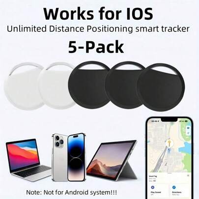 RSH 5 Packs For Air Tags Smart Tags, Luggage Tracker For Iphone Find My (Only For IOS, Not For Android System), Worldwide Accurate Anti-Loss Locator Smart Tracker, Replaceable Battery&Privacy Protection, Suitable For Keys, Backpacks, Suitcases.