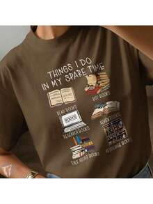 Literary Geek T-Shirt | Creative Fashion For Book And Reading Lovers - Rust Brown - View 1