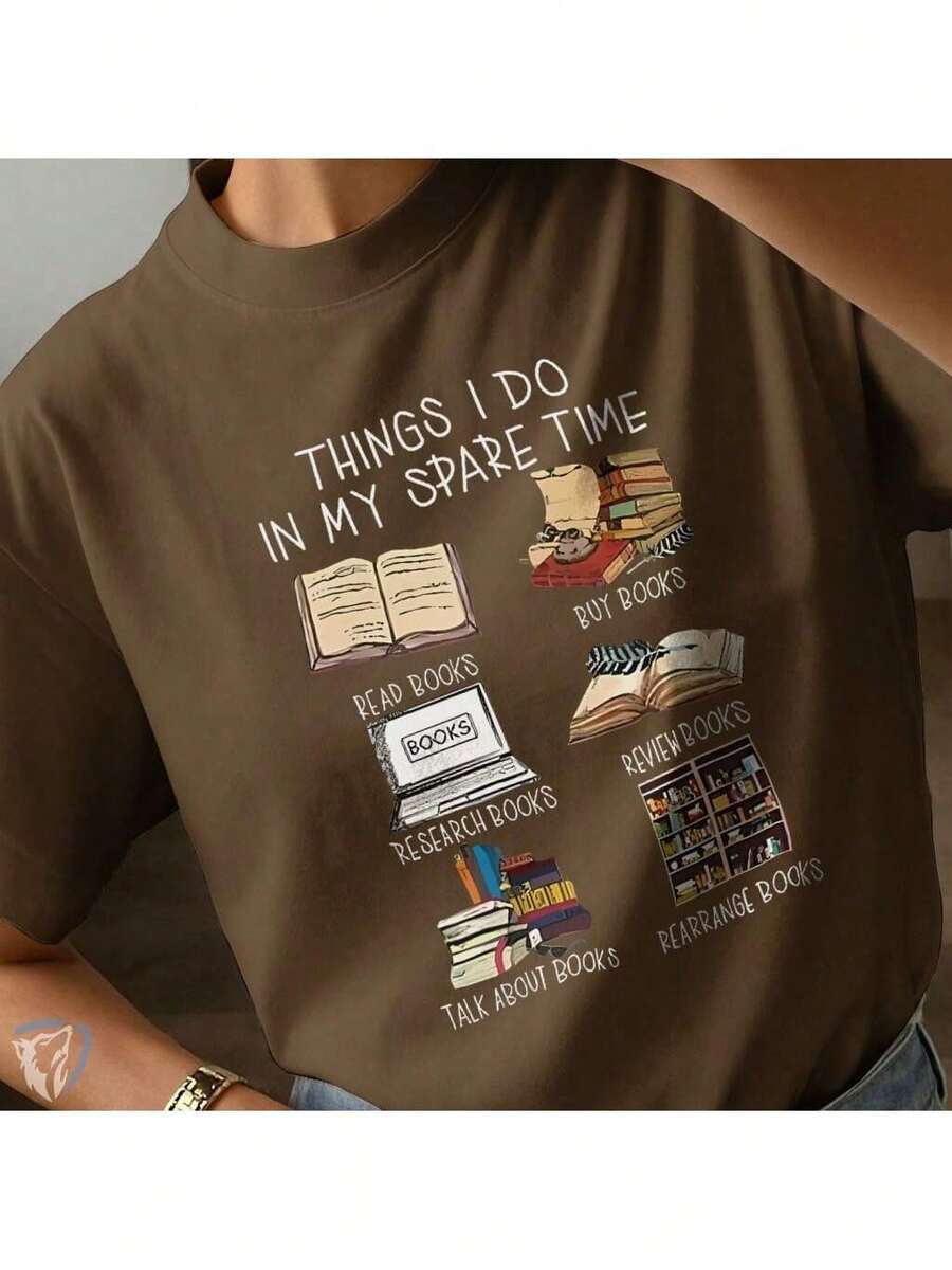 Literary Geek T-Shirt | Creative Fashion For Book And Reading Lovers - Rust Brown - View 1