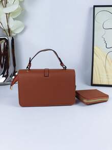 2 Pieces Fashion Solid Color Multi-Functional Shoulder Bag With A Lightweight Coin Purse, Card Holder, Lightweight For Business And Leisure, Simple Solid Color Flap Cross Bag, Suitable For Female College Students And White-Collar Workers, Very Suitable For Office, University, Work, Business, Commuting, Outdoors, Travel And Outing