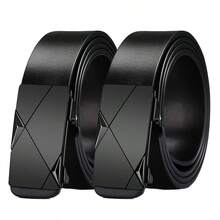 1pc Men's Black Belt - Unique Geometric Buckle Design, Casual Details, Triangular Decor Buckle, Suitable For Men's Daily Wear, Geometric Inlaid Buckle Black Belt, Modern Style Black Belt - A - View 5