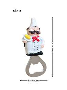 1 pièce Aimant de réfrigérateur en forme de chef et ouvre-bouteille 2-en-1 - Pratique et élégant pour la décoration de cuisine et la maison, le rangement et l'ouverture des boissons