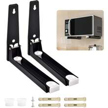 2 Stück Mikrowellenhalterung Wand aus Edelstahl, Mikrowellen Halter Wand Faltbare und Ausziehbaren Armen Mikrowelle Wandhalterung Maximale Belastbarkeit 45KG/99,2lb