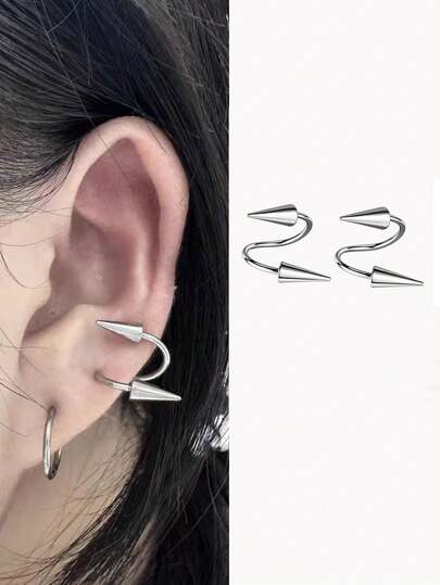 2PCS S Shape Helix Piercing Ear Piercing Rivet Ear Stud Cartilage Body Piercing Punk Style Body Jewelry Ear Stacks