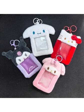 Sanrio 1Pc Sanrio Cute Cartoon Kuromi Card Case Keychains Hello Kitty Melody Card Holder Kawaii Photo Card Display Sleeves Bag Pendant Party Favor Gifts Give Away For Women Wallet Mini Wallet Purse Wallet Keychain Card Wallet