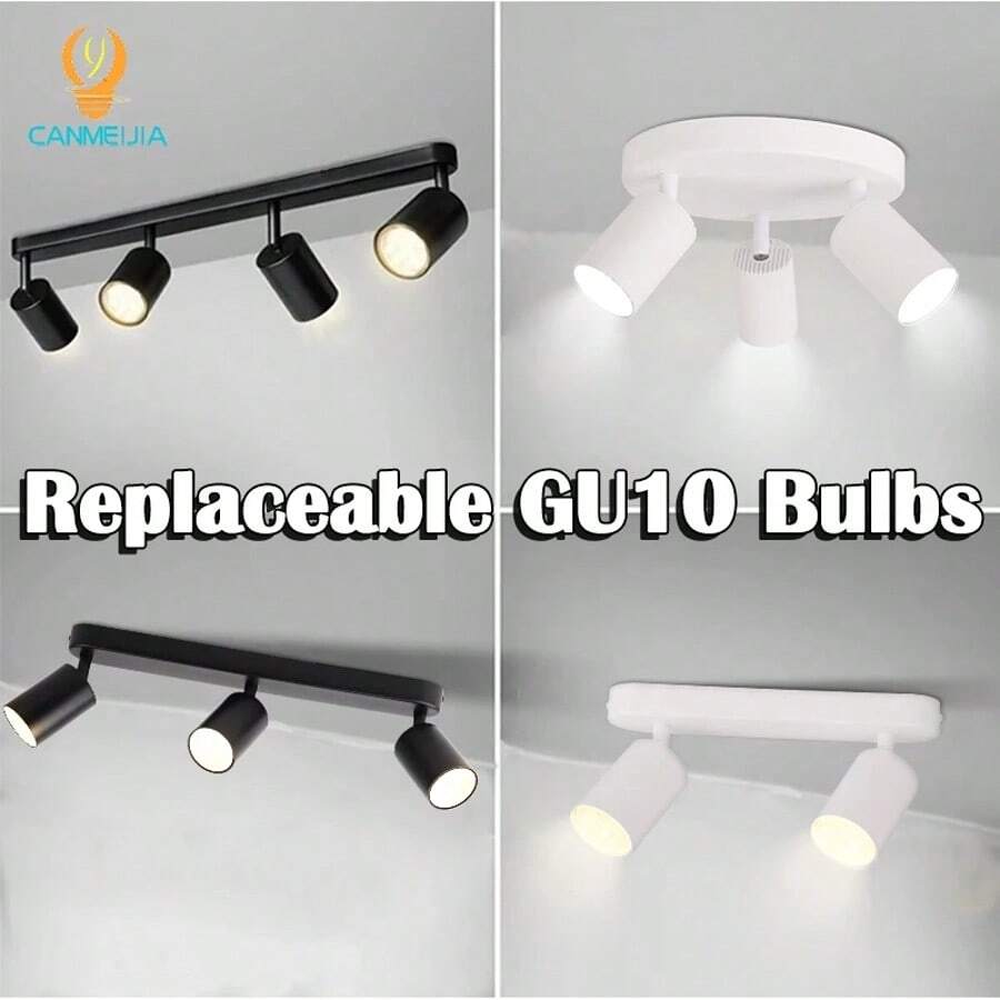 CANMEIJIA 1pc GU10 Recessed Light, Replaceable Bulb, Adjustable Angle, Suitable For Bedroom, Dining Room, Home Lighting, Living Room, Clothing Store And Other Occasions - Acrylic Ceiling Spotlight - View 1