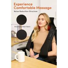 Larora 4D Electric Neck And Back Massager With Heat, Deep Kneading Massage Pillow, Adjustable Intensity, Shoulder Muscle Massage, For Home, Office, Car Use, Ideal Gift For Men Women Mom Dad - 黑色 - 查看 7