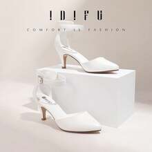 Women's IN3 D'Orsay Pumps Low Kitten Heels For Women Dress Shoes Pointed Closed Toe Wedding Bride Ankle Strap Dressy Silver Black Nude White Gold Heels For Women-2025 - 白浦 - 查看 3