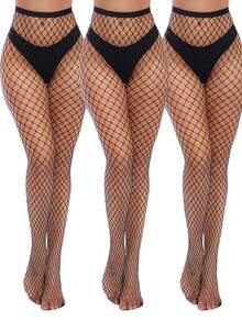 1-4双装女士高腰印花渔网袜，吊带连裤袜及大腿袜，黑色圣诞礼物 - 常規款 - 查看 12