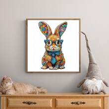 1pc Colored Bunny Wooden Puzzle, Asymmetrical Animal Shape Wooden Jigsaw Puzzle Toy, Unique Party Game Gift, Decorative Art Puzzle, Tabletop Magic Puzzle, Creative Children's Educational Puzzle, Holiday Gift, Adult Wooden Puzzle, Christmas Gift, Back To School Gift, Birthday Gift (2D Puzzle) - Multicolor - View 8