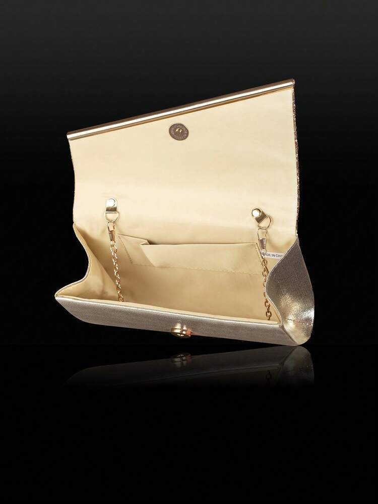 女士水钻晚宴手包，4 件套水钻耳夹、新娘婚礼颈链、手链吊坠、闪亮钱包，非常适合派对、婚礼、舞会、晚宴/宴会、婚纱、正式服装、舞会礼服、生日礼服 - 金色 - 查看 6