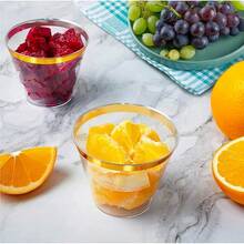 Berry Bloom Vasos Reutilizables con Borde Dorado Paquete Con Piezas, Copas Elegantes para Fiestas, Bodas, Postre, Cócteles, Vino (10 ONZAS) - 9 ONZAS - Ver 11