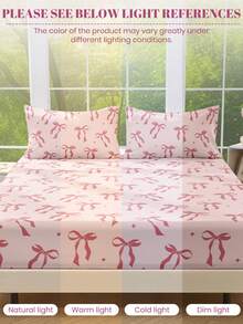 1 pieza Protector de colchón suave y cómodo, sábana ajustable, juego de ropa de cama, patrón de lazo, adecuado para camas individuales, dobles, queen, king, decoración del hogar, lavable, también se ajusta a sofás, regalo del Día de San Valentín - Multicolor - Ver 9