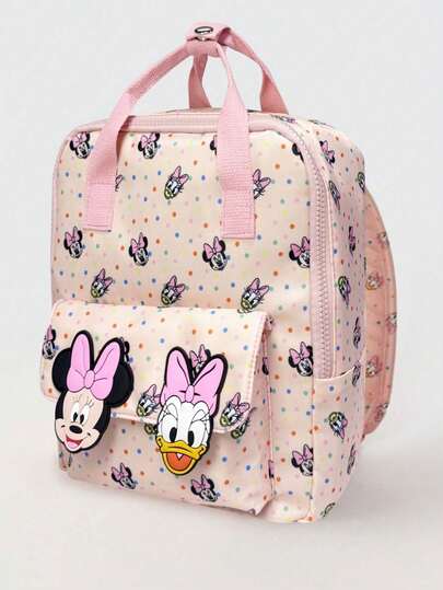 Mochila escolar multifuncional de moda casual y linda con estampado de Minnie y , para estudiantes, salidas y viajes