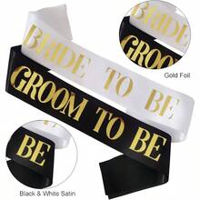 Fajas para despedida de soltera en blanco y negro para despedida de soltera 2 unidades, Negro blanco, 31.5 inches - inicial - Ver 3