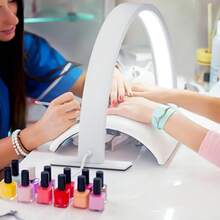 1 قطعة مصباح أظافر نصف قمري حديث بطول 53 سم (20.54 بوصة) بحجم كبير، مصنوع من معدن بتشطيب لامع، يعمل بالطاقة عبر منفذ USB، بأزرار تحكم، متعدد الاستخدامات للاستخدام المنزلي والاحترافي، بدون بطارية مطلوبة