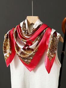 1条35.4英寸方形围巾，时尚印花90厘米围巾披肩领巾，奢华丝绸质感，适合女性，四季皆宜。 - 彩色 - 查看 60