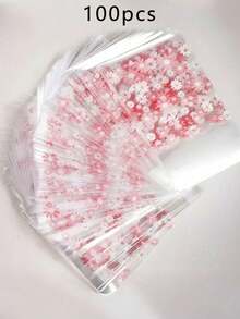 100 túi đựng kẹo vuông tự dính họa tiết hoa - Bao bì nhựa dùng một lần, thích hợp đựng bánh ngọt, sô cô la và kẹo - Tuyệt vời cho Halloween, Giáng sinh, Lễ Tạ ơn, để đựng đồ ăn vặt | Túi thiết kế ngày lễ | Túi nhựa khóa kéo - Màu Hồng baby - Xem 7