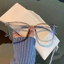Large Round Frame Clear Lens Glasses Retro Fashion Decorative Glasses Computer Glasses For Women And Men - 透明1個裝 - 查看 4