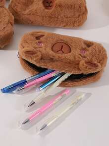 Estojo de lápis de pelúcia de capivara (1 unidade), porta-lápis e estojo de material escolar de grande capacidade, bolsa de armazenamento fofa e macia, nécessaire portátil, volta às aulas, material escolar, estojo para lápis, mochila escolar