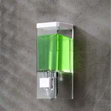 1 pieza Dispensador de jabón montado en la pared, tipo de presión, dispensador de loción y champú, botella de champú montada en la pared, dispensador de jabón líquido adecuado para hotel, moderno y minimalista, sin perforación, dispensador de jabón montado en la pared para cocina y baño, decoración de otoño, de vuelta a la escuela