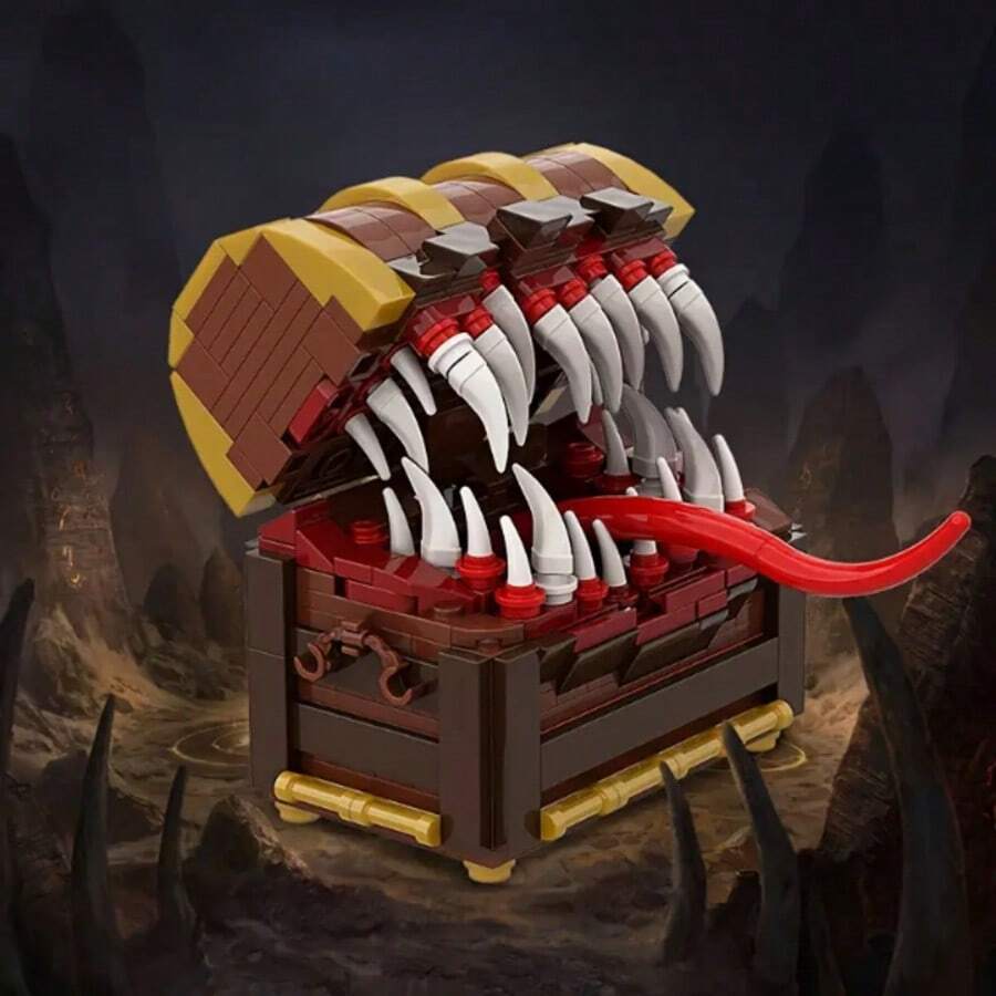 Treasure Box Monster Monster Building Set, Games Treasure Chest Model Suitable For Halloween & Christmas Decoration, Ideal For Family Gatherings And As Birthday Gifts. - Màu nâu Sô-cô-la - Xem 1