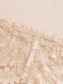 5pcs/Set Solid Color & Floral Lace Print Ruffle Design Comfortable Sexy Women's Panty Set, Suitable For Daily And Special Occasions - Multicolor - View 8