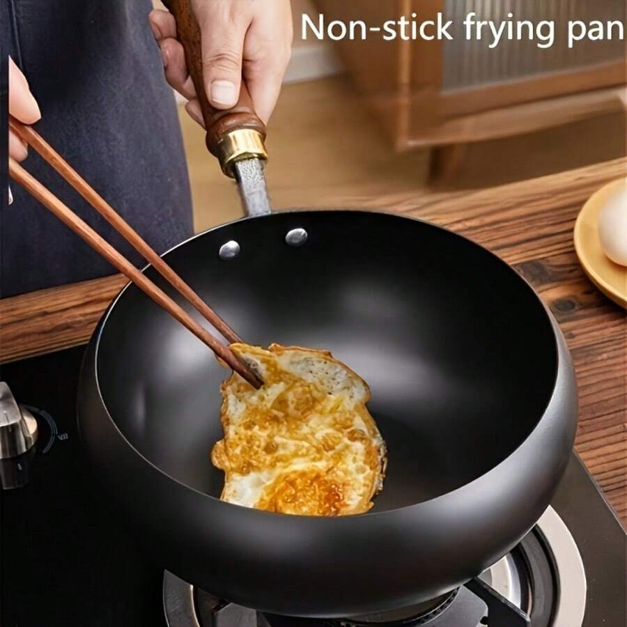 带盖铸铁煎锅，宽底不粘锅，铸铁炒锅，大容量中式不粘铁锅，多功能炒锅，重型铸铁煎锅带盖 - 均匀导热，保温性能极佳，适用于电磁炉和燃气灶。煎、烧水、烘焙皆宜。