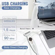 1pc USB Rechargeable 5W Electric 5-In-1 Multifunctional Lady Eyebrow Trimmer, Intimate Hair Removal Razor - White - View 7