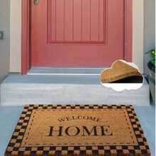 40x60 厘米天然椰棕门垫，采用耐用的 100% PVC 背衬 - 防滑、防尘刷表面 - 18-22 毫米厚耐用垫子，适合室内和室外使用，土耳其制造 - 棕色 - 查看 1