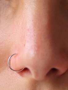 2pcs 8mm Pure Silver Nose Ring Cartilage Hoop Earrings Lip Piercing Jewelry, 22G*0.65mm - White Gold - View 2
