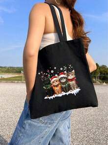 Borsa a tracolla con motivo carino a gatto, borsa leggera da viaggio, borsa multifunzionale a tracolla, zaino, regalo di compleanno per il ritorno a scuola, regalo ideale per insegnanti, idea regalo di ringraziamento, regalo di apprezzamento, borsa regalo, riutilizzabile, borsa per insegnanti, borsa per mamma, regalo ideale per damigelle, borsa per la scuola, grande capacità, leggera