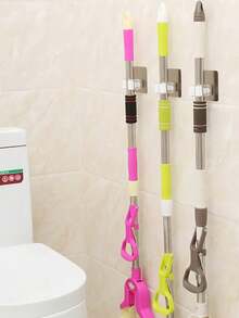 8pcs/5pcs/3pcs/1pc Multi-Functional Mop & Broom Holder, Pot Clip, Wall-Mounted Broom Clip, Self-Adhesive Mop & Broom Rack, Detachable Waterproof Non-Slip Hooks, No Drilling Required, Easy Installation, Minimalist Design, Practical Hooks Kitchen Items Kitchen Accessories Kitchen Kitchen Tools
