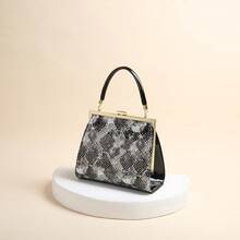 Bolso de mujer de cuero patentado brillante con estampado de serpiente, correa de hombro larga, de una sola asa, se puede llevar cruzado al hombro