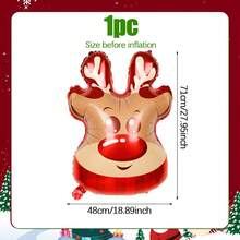 1pc/2pcs Christmas Reindeer Foil Balloons, Forest Animal Reindeer Shaped, Suitable For Christmas, Holiday Parties, Room, Christmas Family Gathering, Christmas Party Decoration