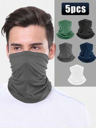 5件装夏季户外防紫外线围脖男女通用多功能冰丝魔术围巾摩托车骑行透气护颈面罩